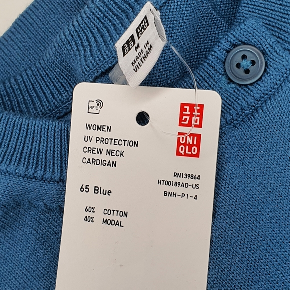 Uniqlo UV Protection Blue Cardigan - M NWT - Picture 3 of 3